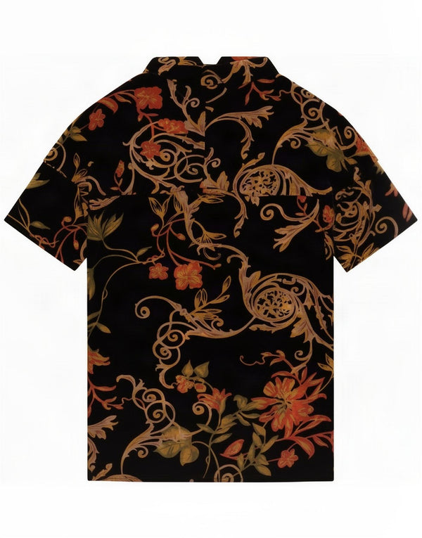 Vintage Womens Longline Blouse Top UK 14 Medium Black Floral