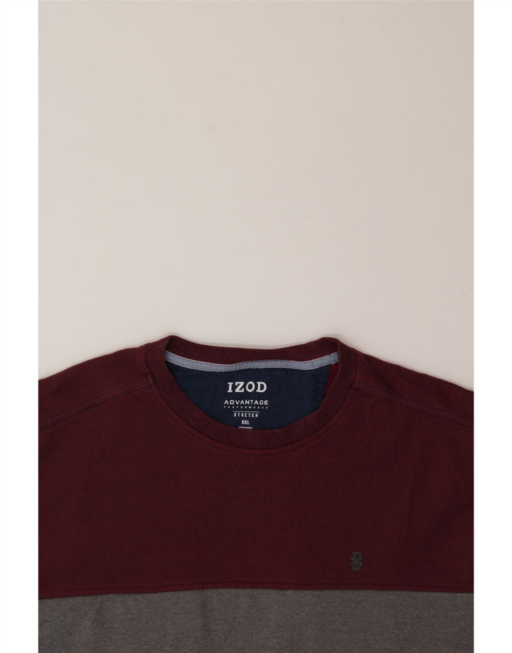 IZOD Мужской джемпер-свитшот стрейч 2XL серый полиэстер с цветными блоками