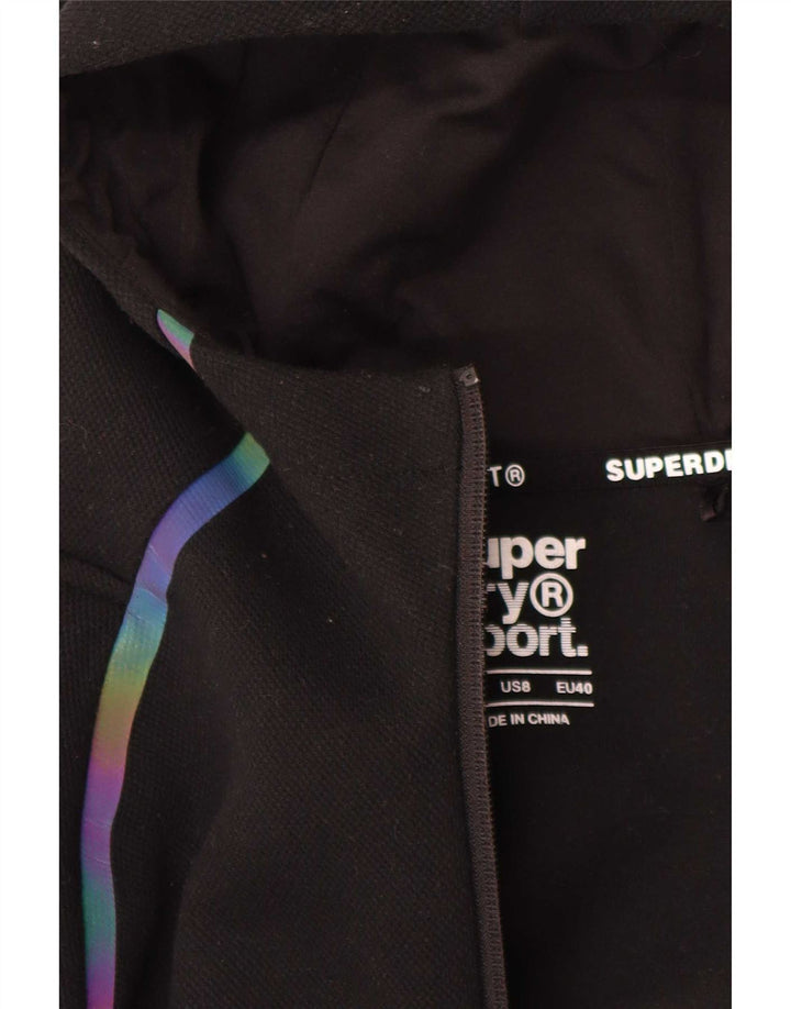 Женский свитер с капюшоном на молнии с графическим рисунком Superdry UK 12, средний черный полиэстер
