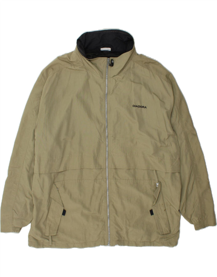 DIADORA Mens Hooded Rain Jacket UK 40 Large Khaki Polyamide Vintage Diadora and Second-Hand Diadora from Messina Hembry 