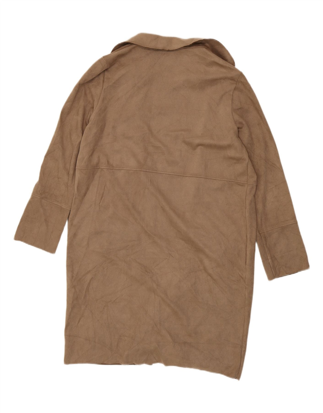 ZARA Womens Open Overcoat UK 18 XL Brown Polyester