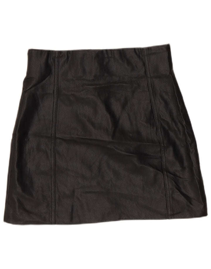Женская мини-юбка Zara из искусственной кожи, маленькая W26, черная, из полиуретана