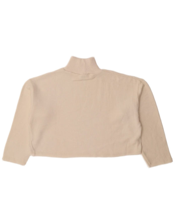 Женский укороченный свободный джемпер с высоким воротником Zara UK 10, маленький белый