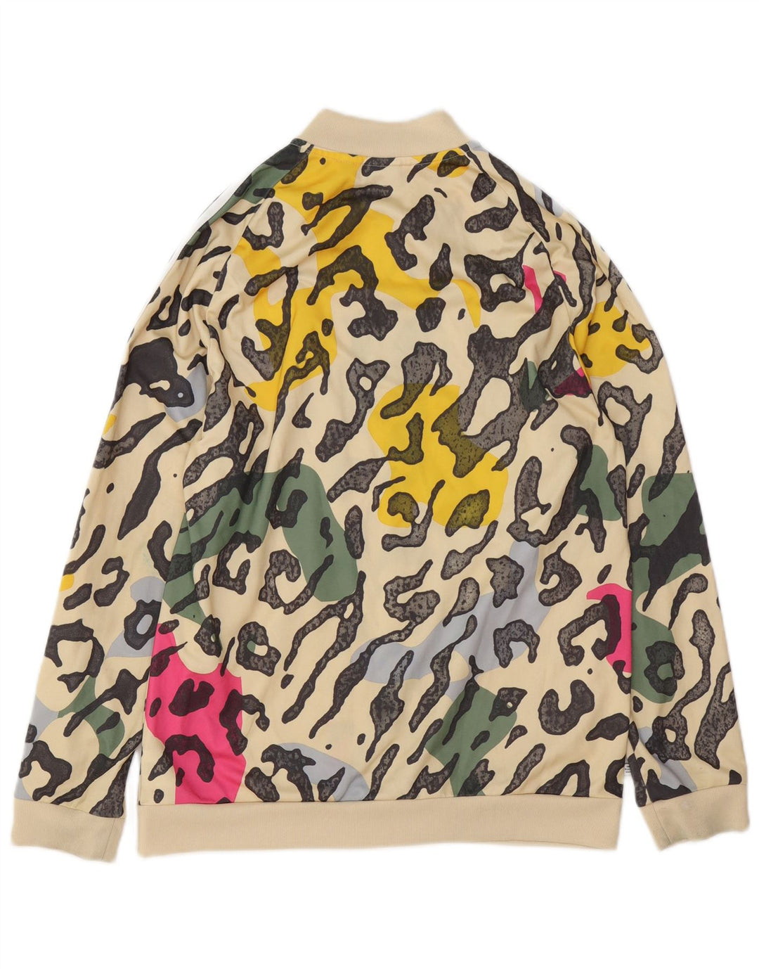 Спортивный костюм ADIDAS для девочек, верхняя куртка, 15–16 лет, бежевый, полиэстер с животным принтом