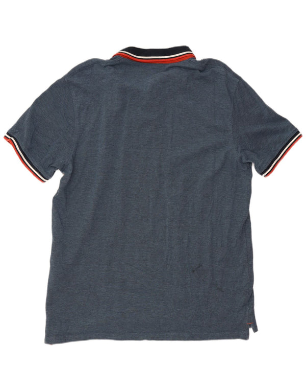 Мужская рубашка-поло Jack & Jones 2XL, синяя хлопковая крапинка