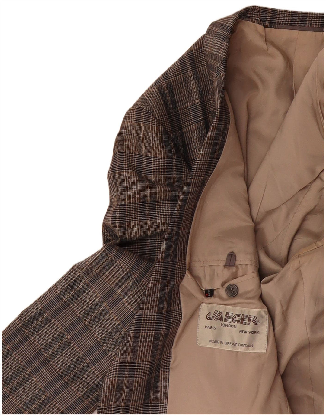 JAEGER Mens 2 Button Blazer Jacket IT 52 XL Brown Check Wool