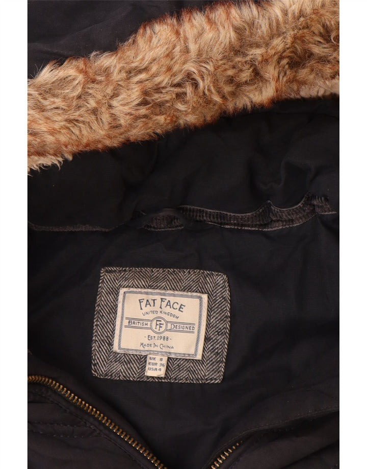 Женское стеганое пальто с капюшоном Fat Face UK 8, маленький темно-синий полиэстер