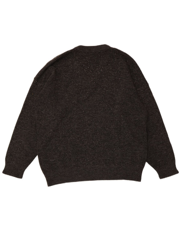 LACOSTE Мужской джемпер с v-образным вырезом, размер 6 XL, серая шерсть