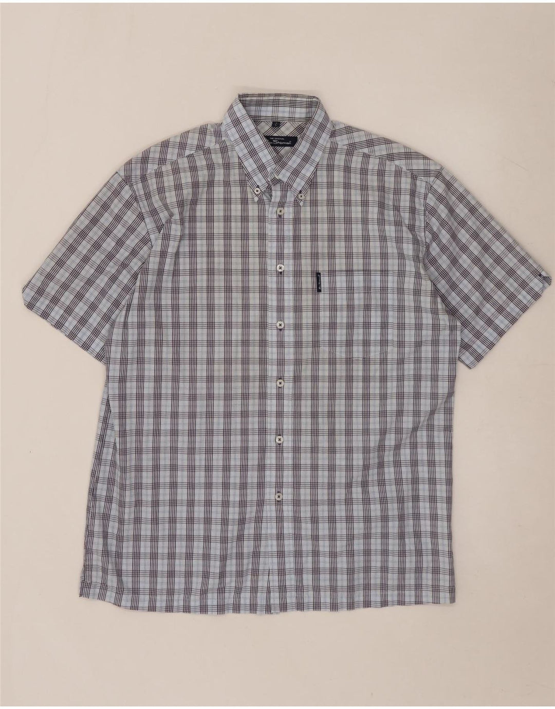 Мужская рубашка с коротким рукавом BEN SHERMAN, большая синяя клетка