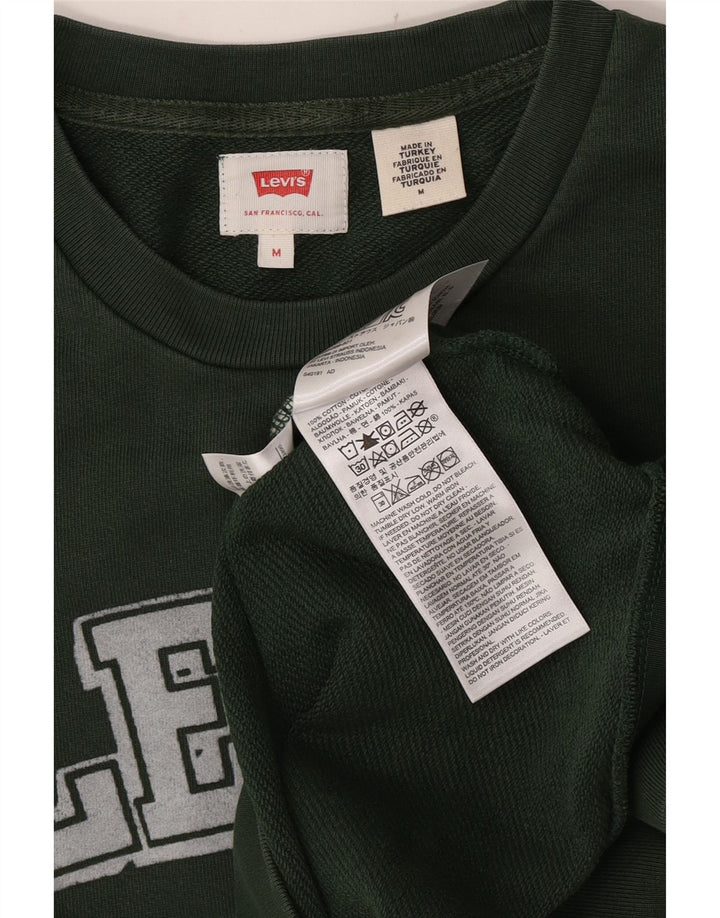 Мужской свитшот с рисунком Levi's, хлопковый джемпер среднего зеленого цвета