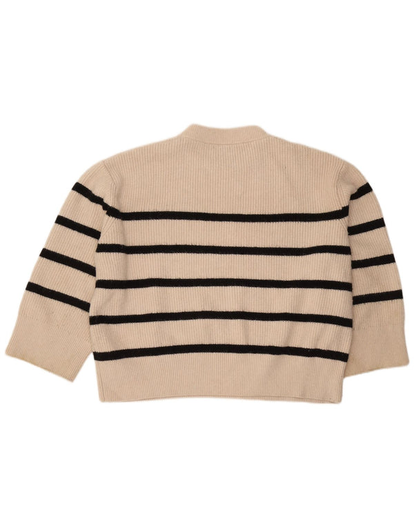 Женский джемпер с круглым вырезом Zara с рукавами 3/4, Великобритания, 18 XL, в белую полоску