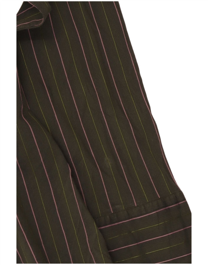 Женская рубашка Benetton UK 14, хлопковая большая зеленая полоска