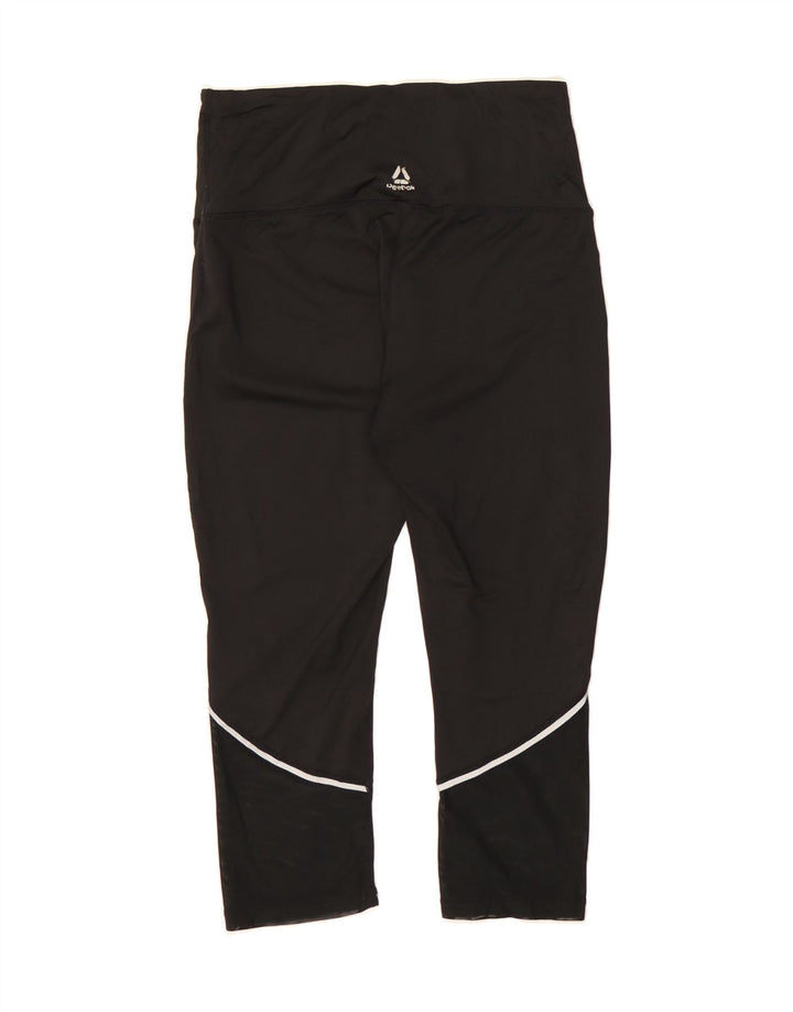 REEBOK Womens Capri Leggings UK 12 Medium  Black Polyester Vintage Reebok and Second-Hand Reebok from Messina Hembry 