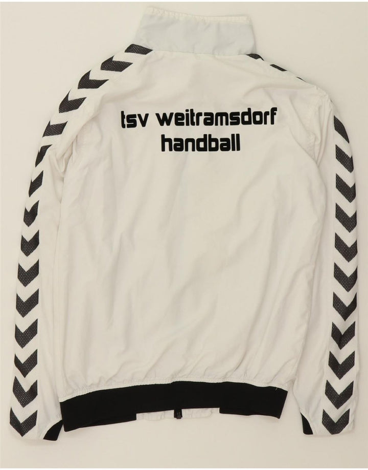 HUMMEL Boys Graphic Tracksuit Top Jacket 13-14 Years White Polyester Vintage Hummel and Second-Hand Hummel from Messina Hembry 