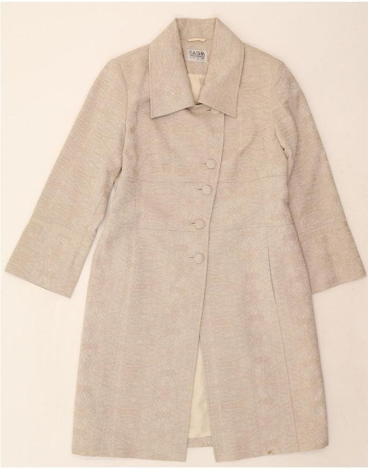 SASHA Womens Overcoat UK 16 Large Beige Paisley Cotton Vintage Sasha and Second-Hand Sasha from Messina Hembry 