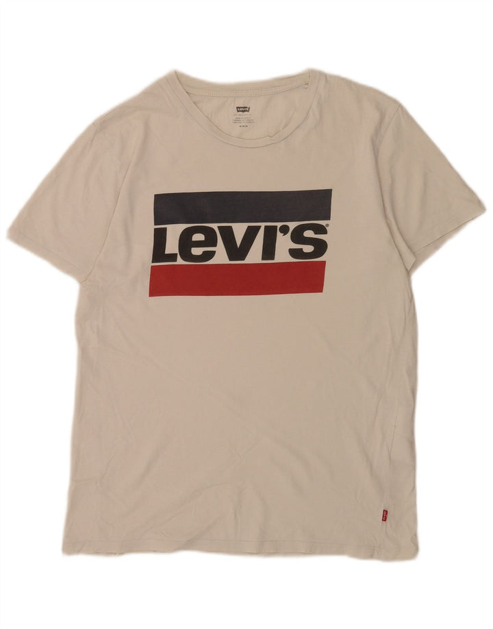 Мужская футболка с рисунком Levi's, верх среднего размера, белый хлопок с цветными блоками