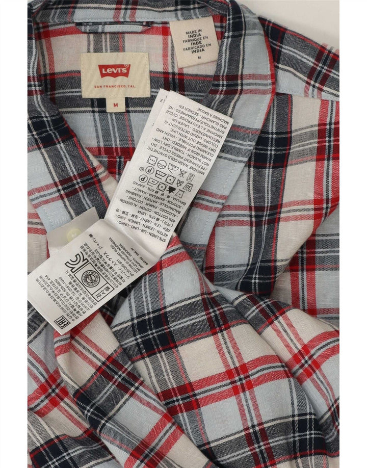Мужская рубашка Levi's среднего размера в разноцветную клетку из льна