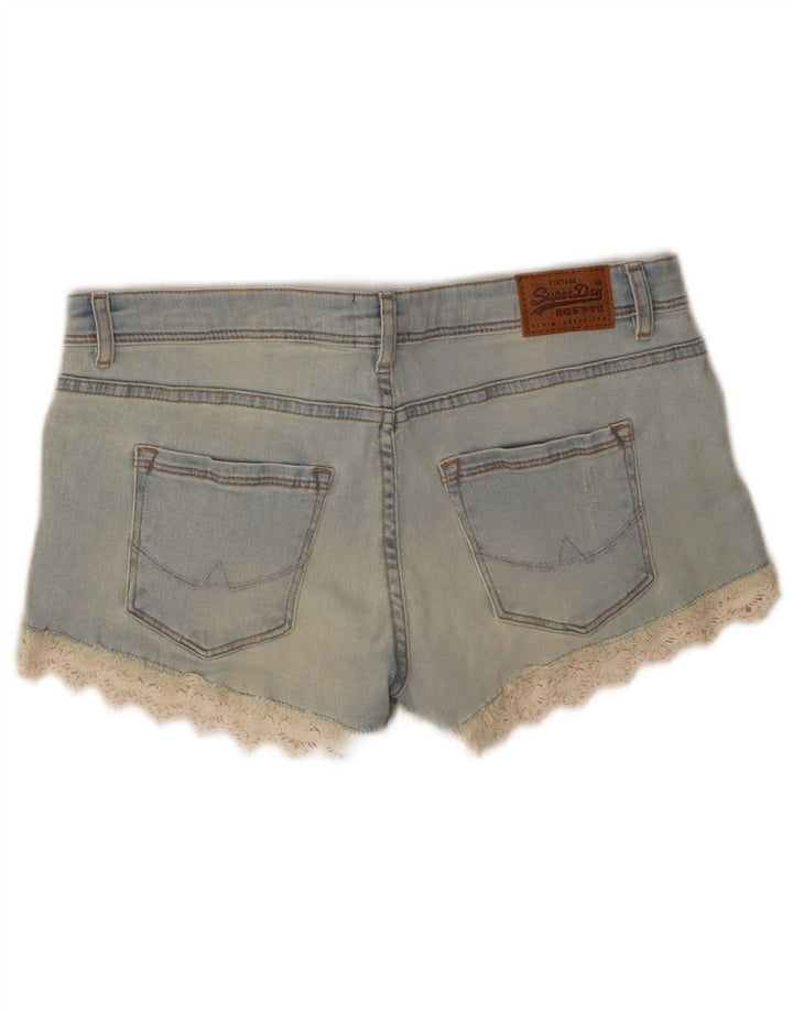 Женские джинсовые шорты Superdry W28, хлопковые, среднего синего цвета