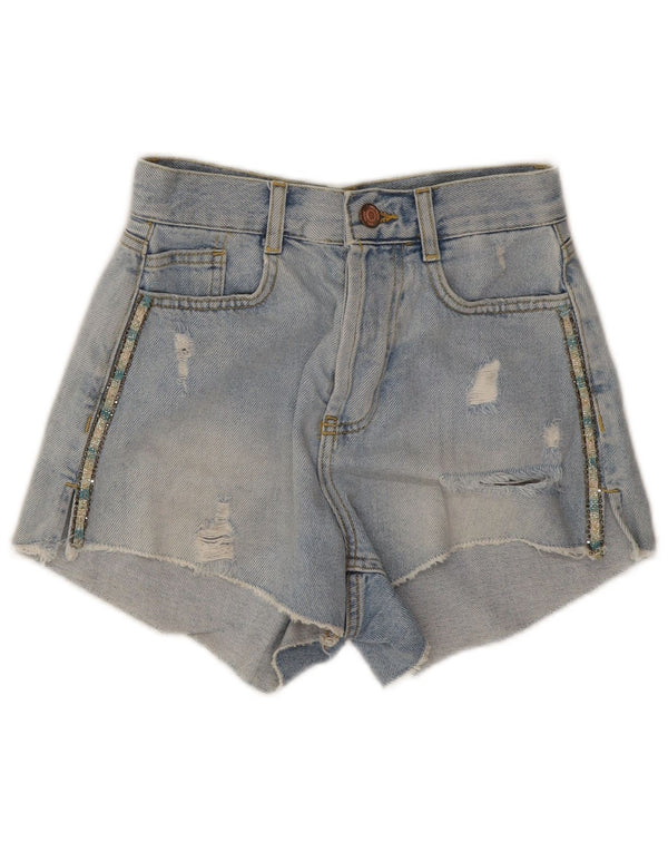 Женские джинсовые шорты Zara EU 32 2XS W22, хлопок в синюю полоску
