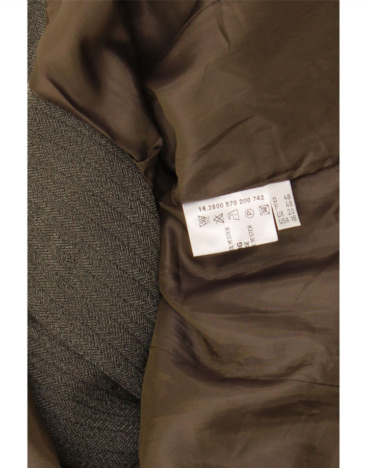 DELMOD Womens 3 Button Blazer Jacket UK 20 2XL Khaki Polyester Vintage Delmod and Second-Hand Delmod from Messina Hembry 