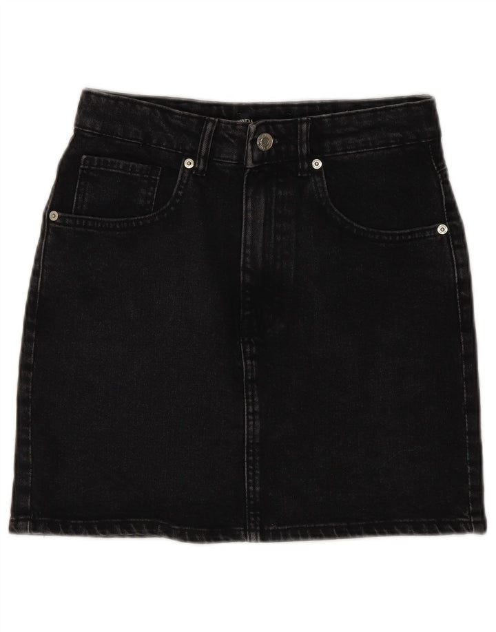 Женская мини-юбка джинсовая Zara, маленькая, W26, серая, хлопок