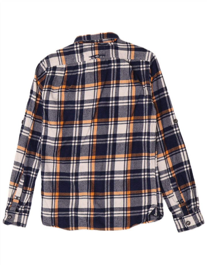 Мужская фланелевая рубашка Superdry среднего размера, темно-синяя клетка, хлопок