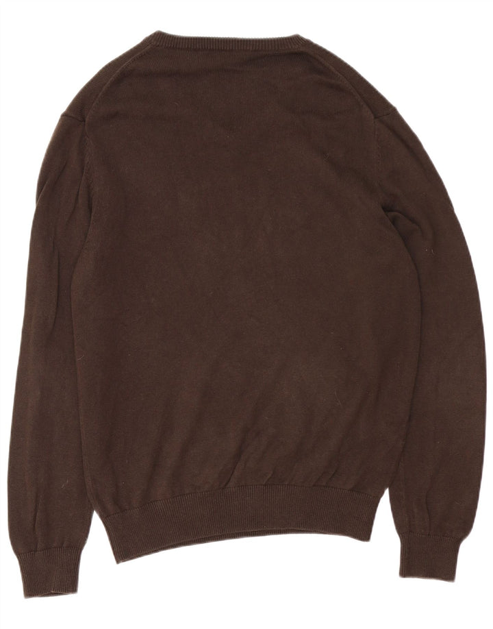 Crew Clothing Мужской джемпер с v-образным вырезом, свитер среднего коричневого цвета, хлопок