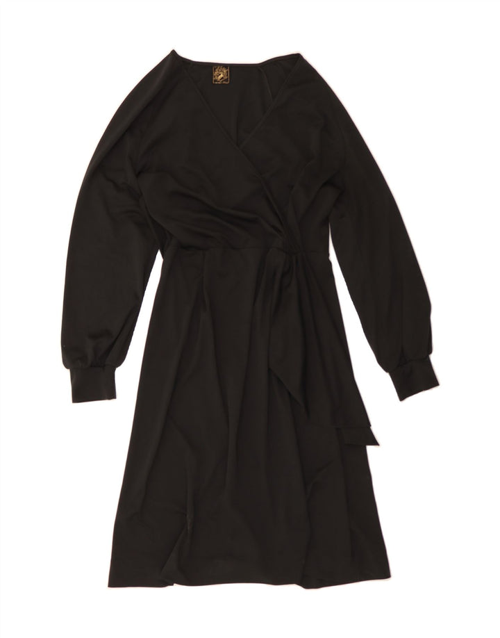 VINTAGE Womens Long Sleeve A-Line Dress UK 12 Medium Black Vintage Vintage and Second-Hand Vintage from Messina Hembry 