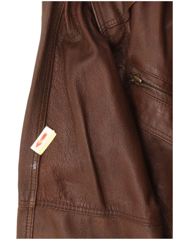 Винтажная мужская кожаная куртка UK 38 Средне-коричневая кожаная ретро