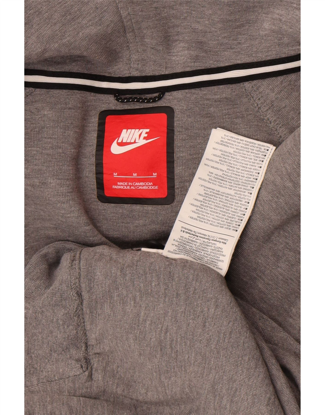 Женский свитер с капюшоном на молнии Nike UK 14, хлопковый средний серый цвет