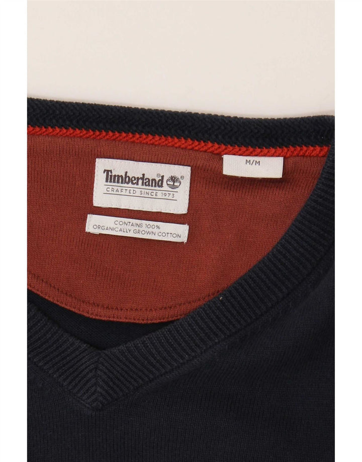 Мужской джемпер с v-образным вырезом Timberland, средний темно-синий хлопковый свитер