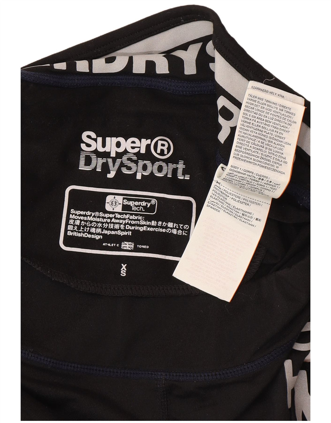 Женские леггинсы-капри с рисунком Superdry UK 6 XS, черный полиэстер