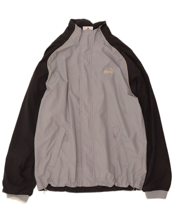 Мужская спортивная куртка PUMA, большая серая с цветными блоками