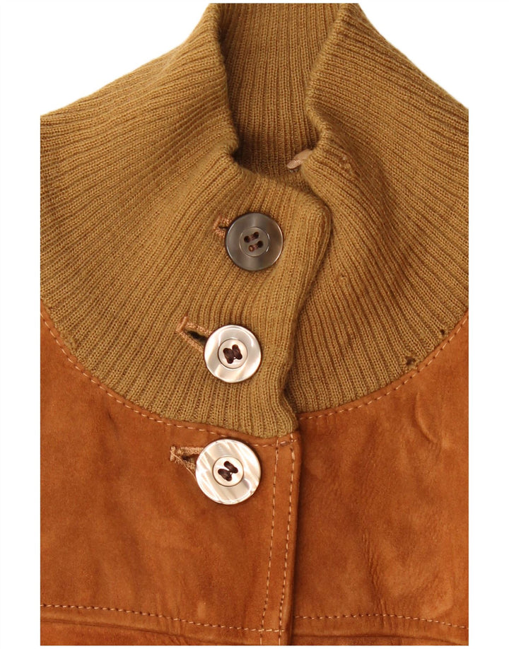 Винтажный женский замшевый бомбер IT 48 XL Коричневый кожаный