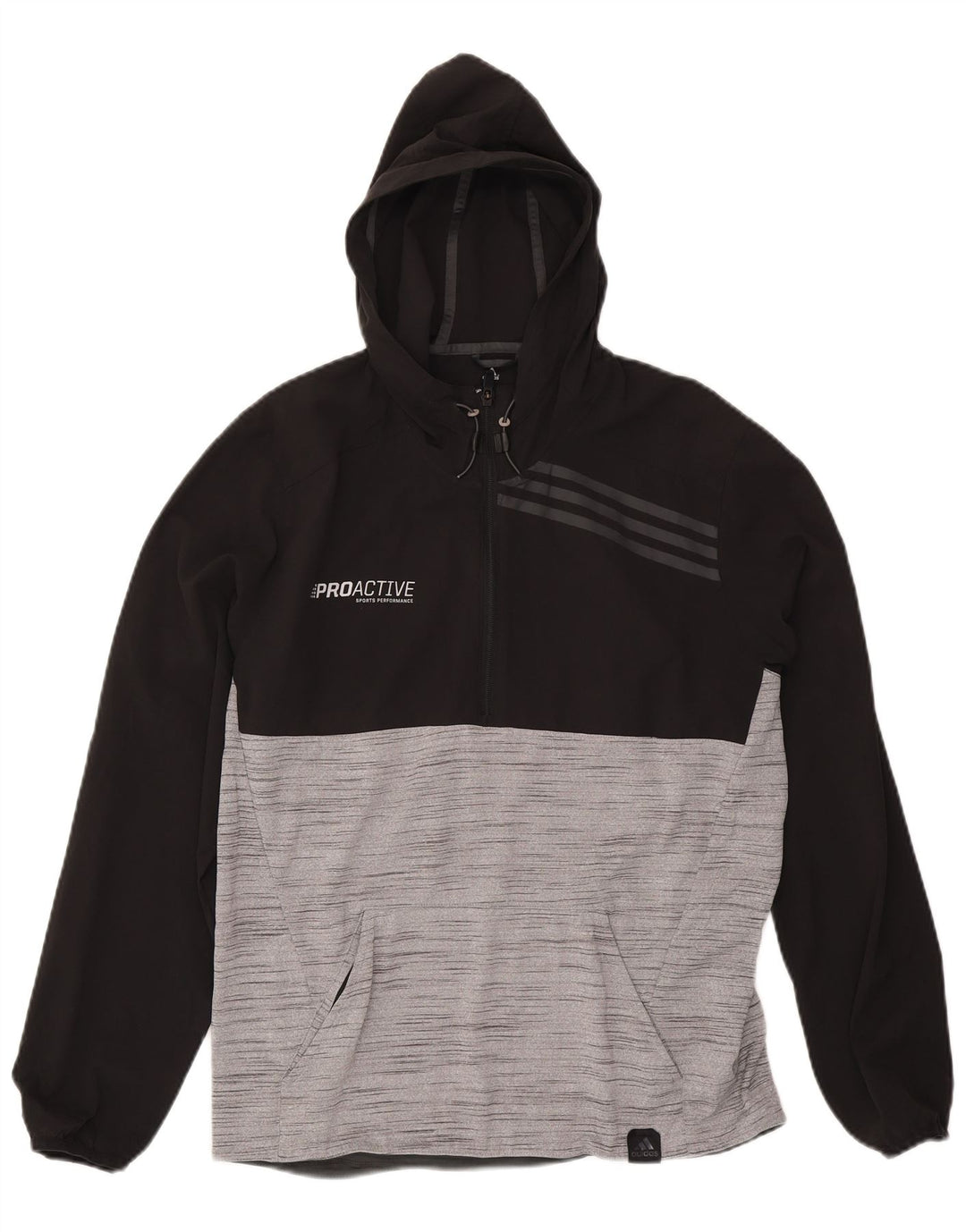 Мужской джемпер с капюшоном ADIDAS Climalite, цветной блок, средний черный