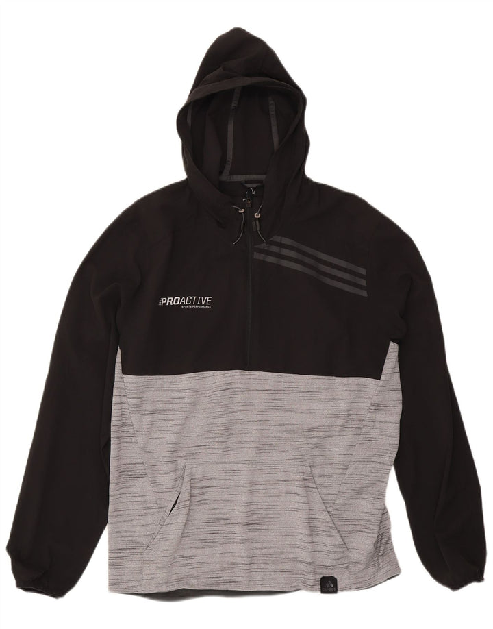 Мужской джемпер с капюшоном ADIDAS Climalite, цветной блок, средний черный