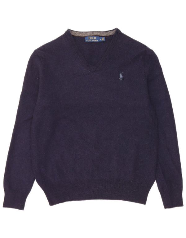 Мужской джемпер с v-образным вырезом Polo Ralph Lauren, средний темно-синий из шерсти мериноса