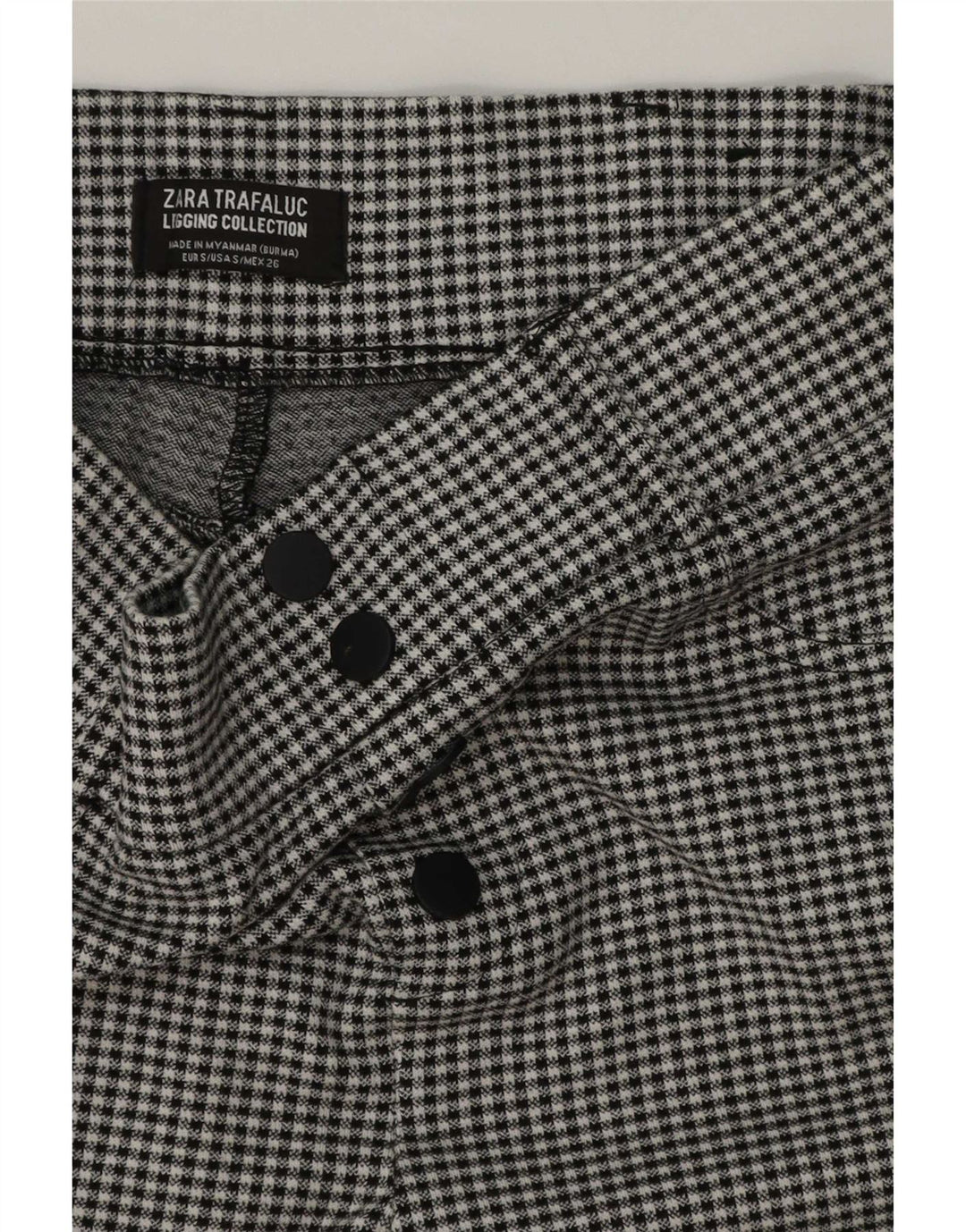 Женские леггинсы Zara Trafaluc UK 8, маленькие черные в мелкую клетку