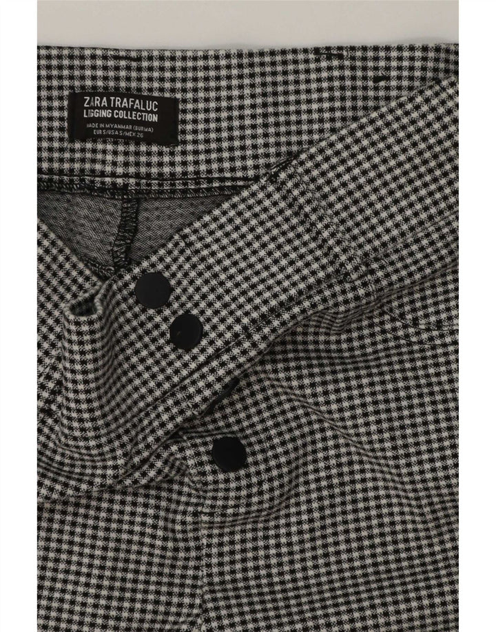 Женские леггинсы Zara Trafaluc UK 8, маленькие черные в мелкую клетку