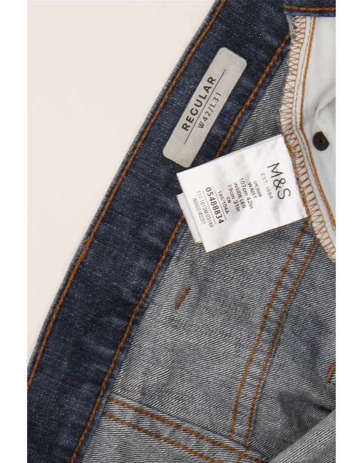 Мужские прямые джинсы Marks & Spencer W42 L31 синие, хлопок