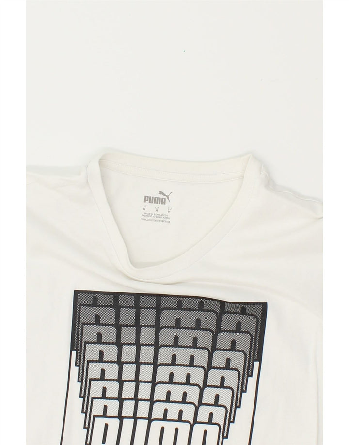 PUMA Mens Graphic T-Shirt Top Medium White Cotton Vintage Puma and Second-Hand Puma from Messina Hembry 