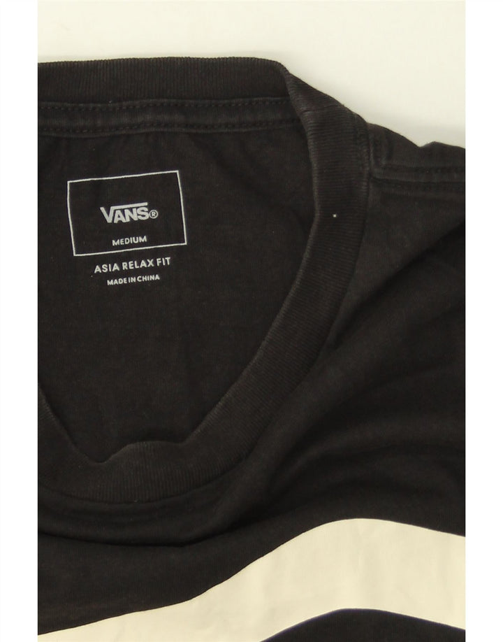 Мужская футболка свободного кроя Vans, хлопковый топ среднего черного цвета с цветными блоками