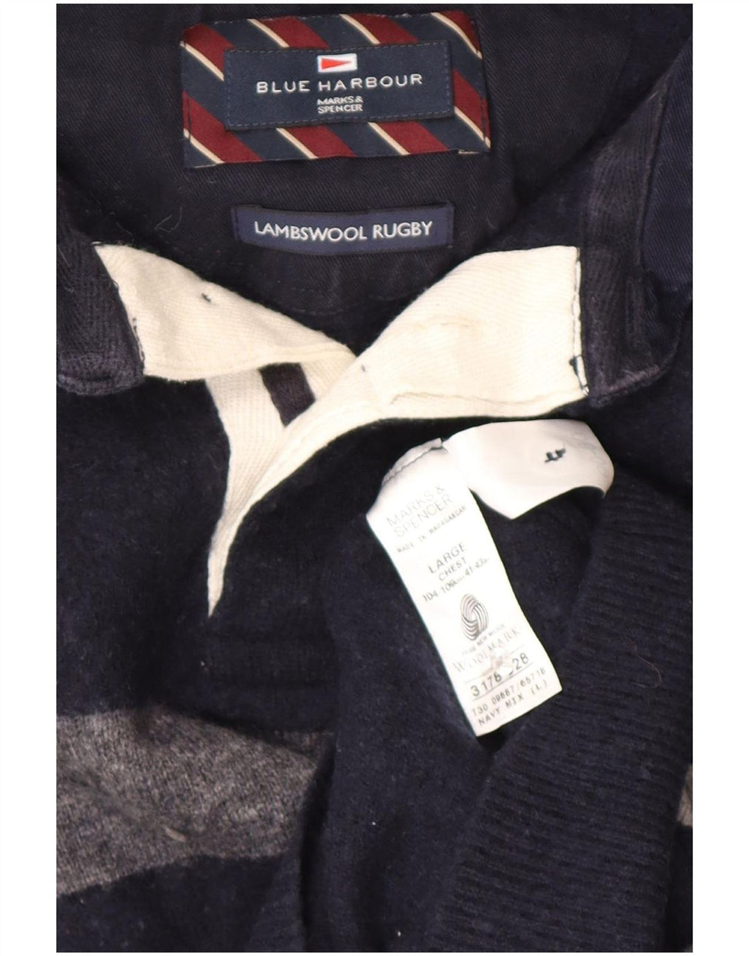 Мужской джемпер с воротником-поло Marks & Spencer Blue Harbour, большой темно-синий