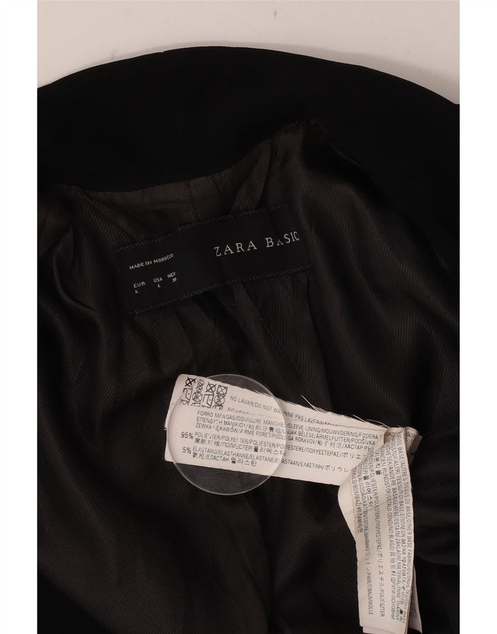 Женский асимметричный открытый пиджак Zara UK 16, большой черный полиэстер