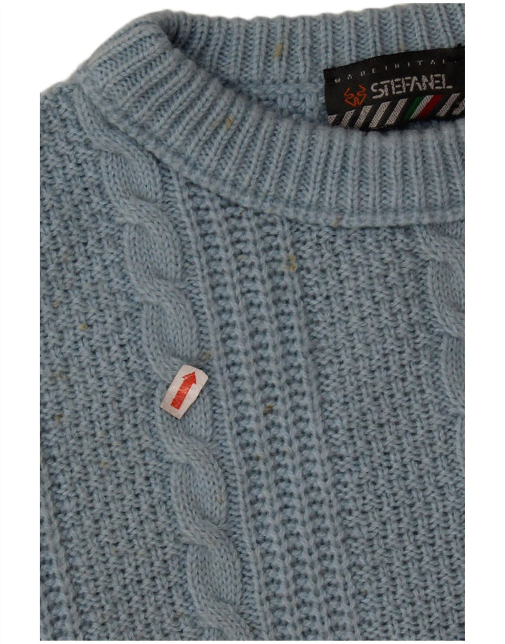 Женский свободный джемпер с круглым вырезом STEFANEL, Великобритания 16, большой синий, шерсть