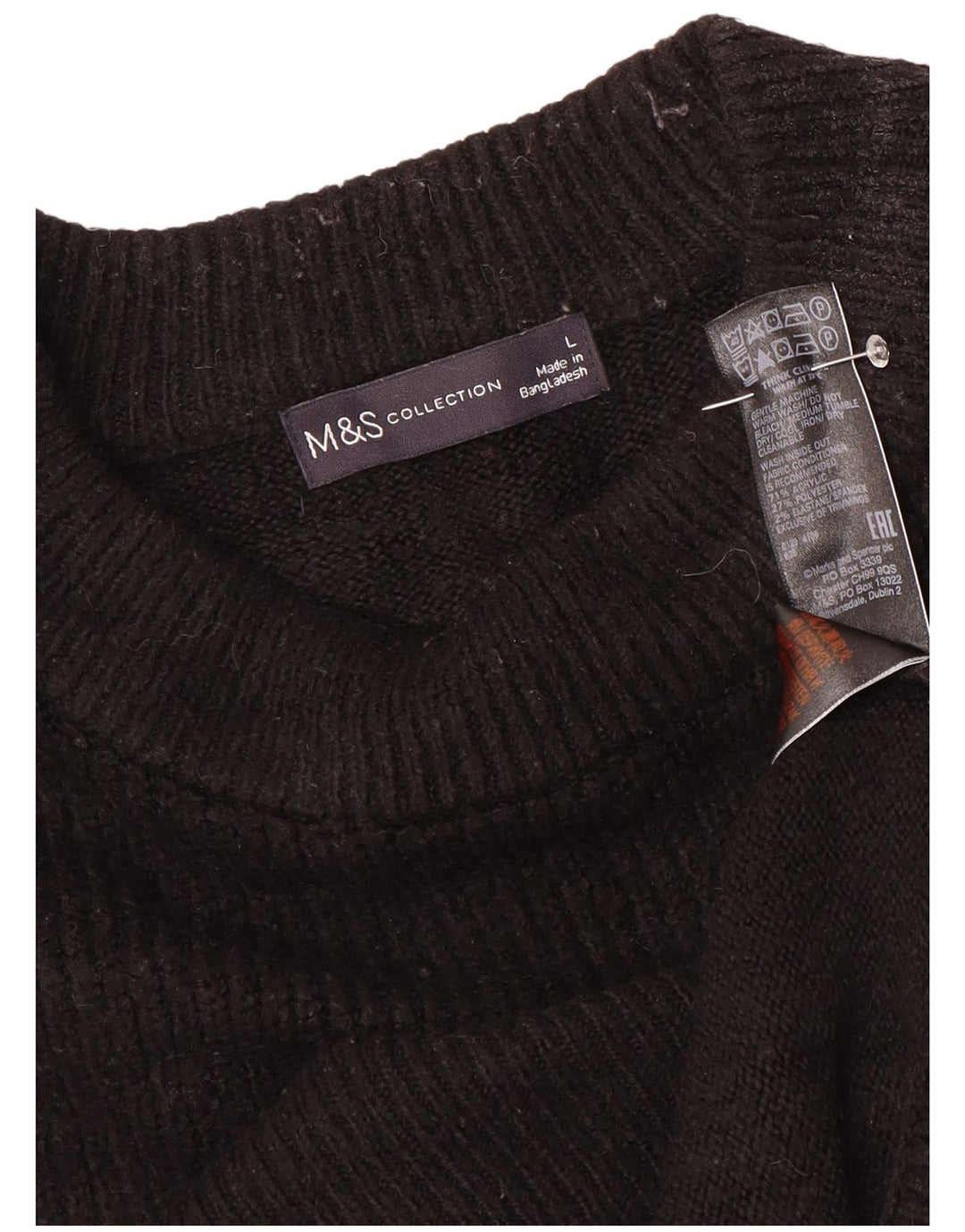 Женский свободный джемпер с круглым вырезом Marks & Spencer, Великобритания 16, большой черный