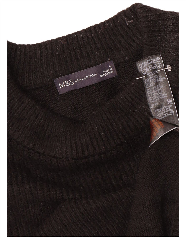 Женский свободный джемпер с круглым вырезом Marks & Spencer, Великобритания 16, большой черный