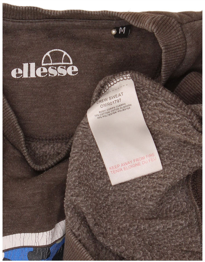 Ellesse Мужской свитшот с рисунком, хлопковый джемпер среднего серого цвета