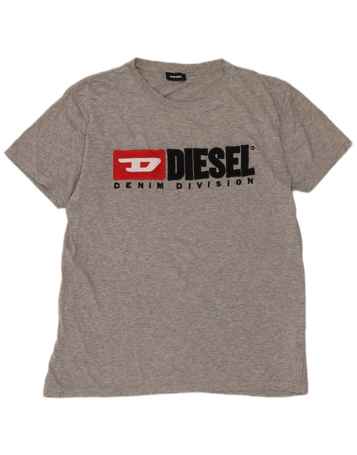 Мужская футболка Diesel с рисунком, большой серый хлопок