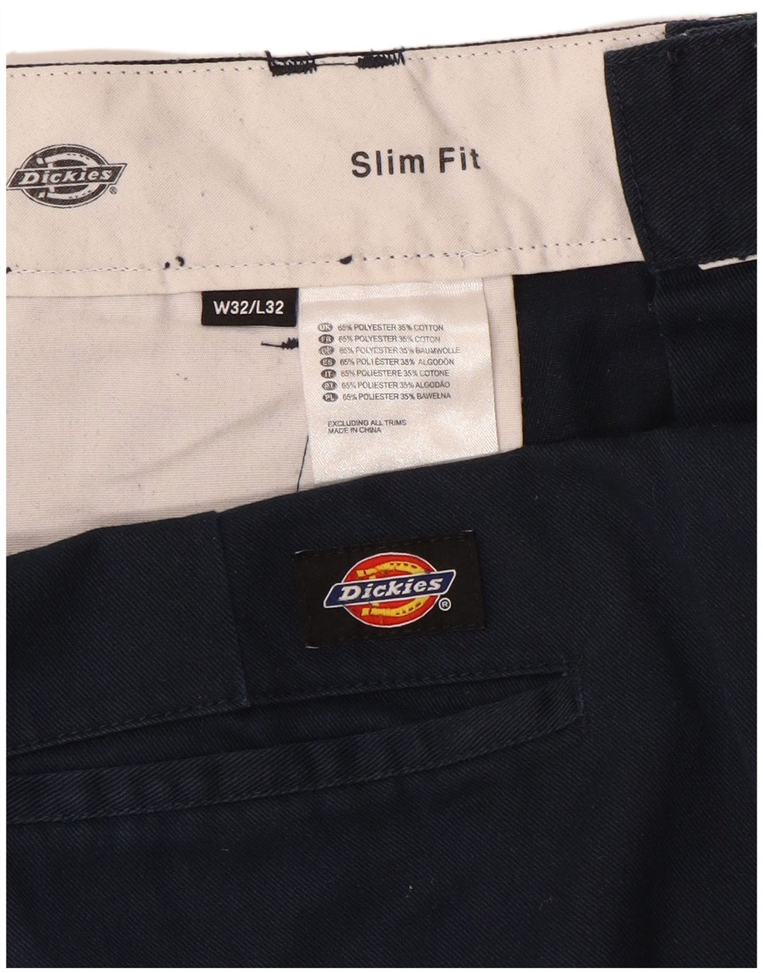 Мужские брюки-чиносы Dickies Slim Fit W32 L32 темно-синие из полиэстера